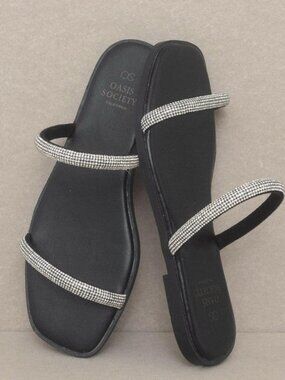 Black Flat Sandal with Bling